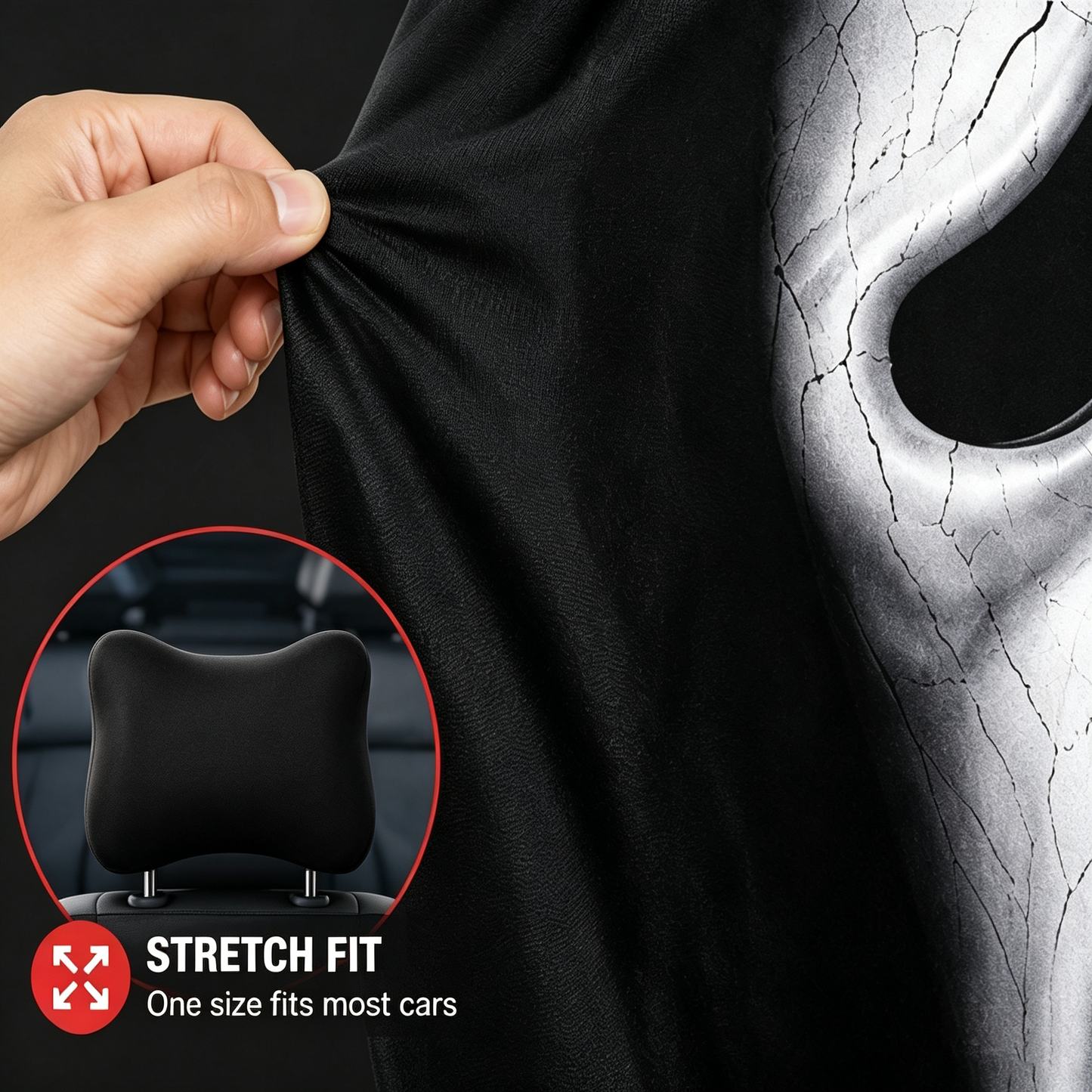 💥New Launch | Quirky Black Skull Car Headrest Cover