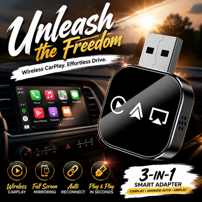 🔥2026 Upgraded 3-in-1 Wireless CarPlay Adapter | Plug & Play Mini AirPlay Mirror Link
