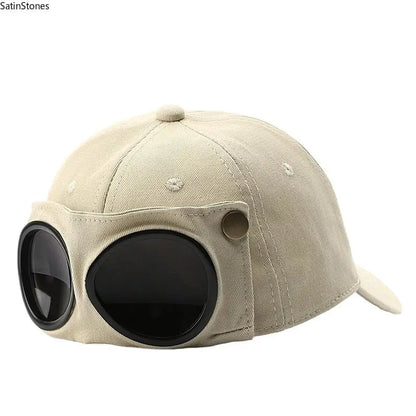 🧢 Korean-Style Pilot Cap – Curved Visor, Glasses-Ready