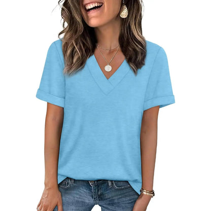 Essential V-Neck Summer Tee - Soft Cotton Blend