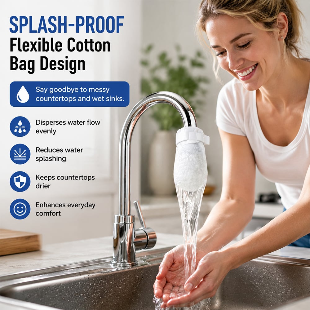 Faucet Filter Cotton Bags — 1000-Mesh Filtration, Universal Fit, Splash-Proof (100 PCS)