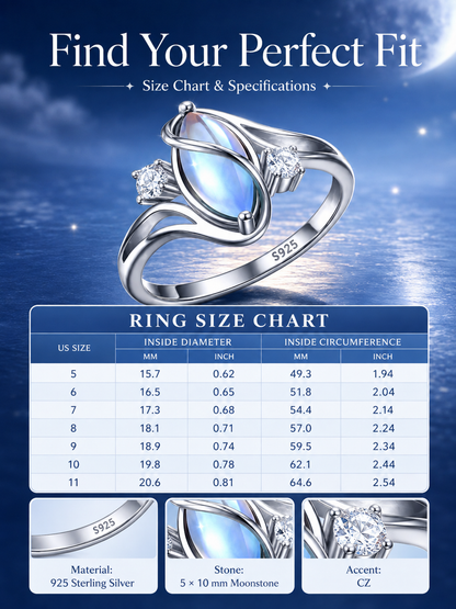 925 Silver Rainbow Moonstone Ring✨Jewelry Trend