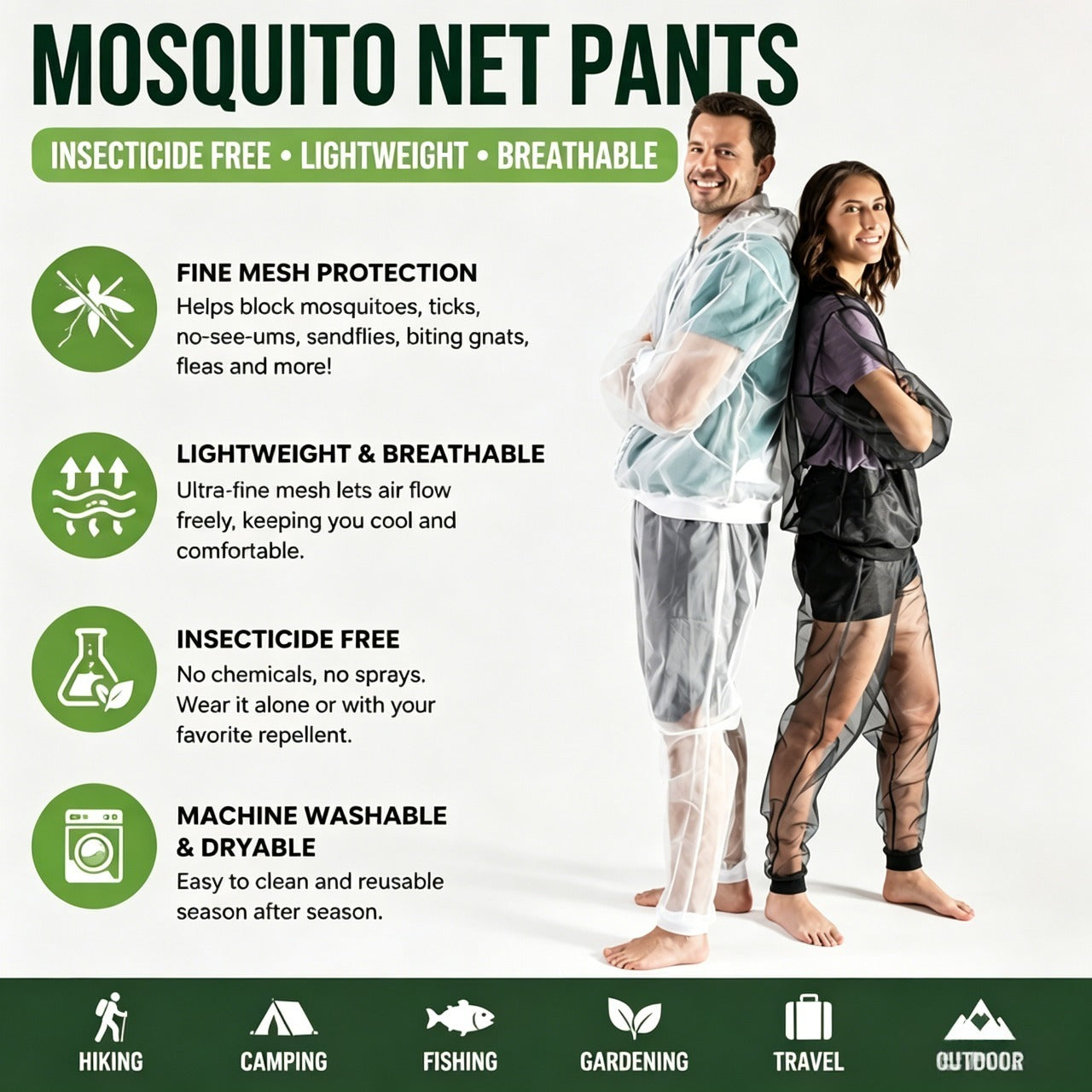 🦟 Mosquito Net Pants – Stay Outdoors, Bite-Free & Comfortable