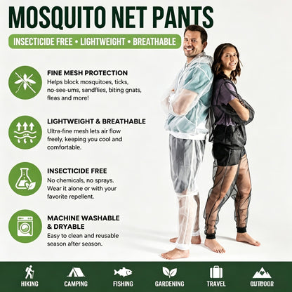🦟 Mosquito Net Pants – Stay Outdoors, Bite-Free & Comfortable