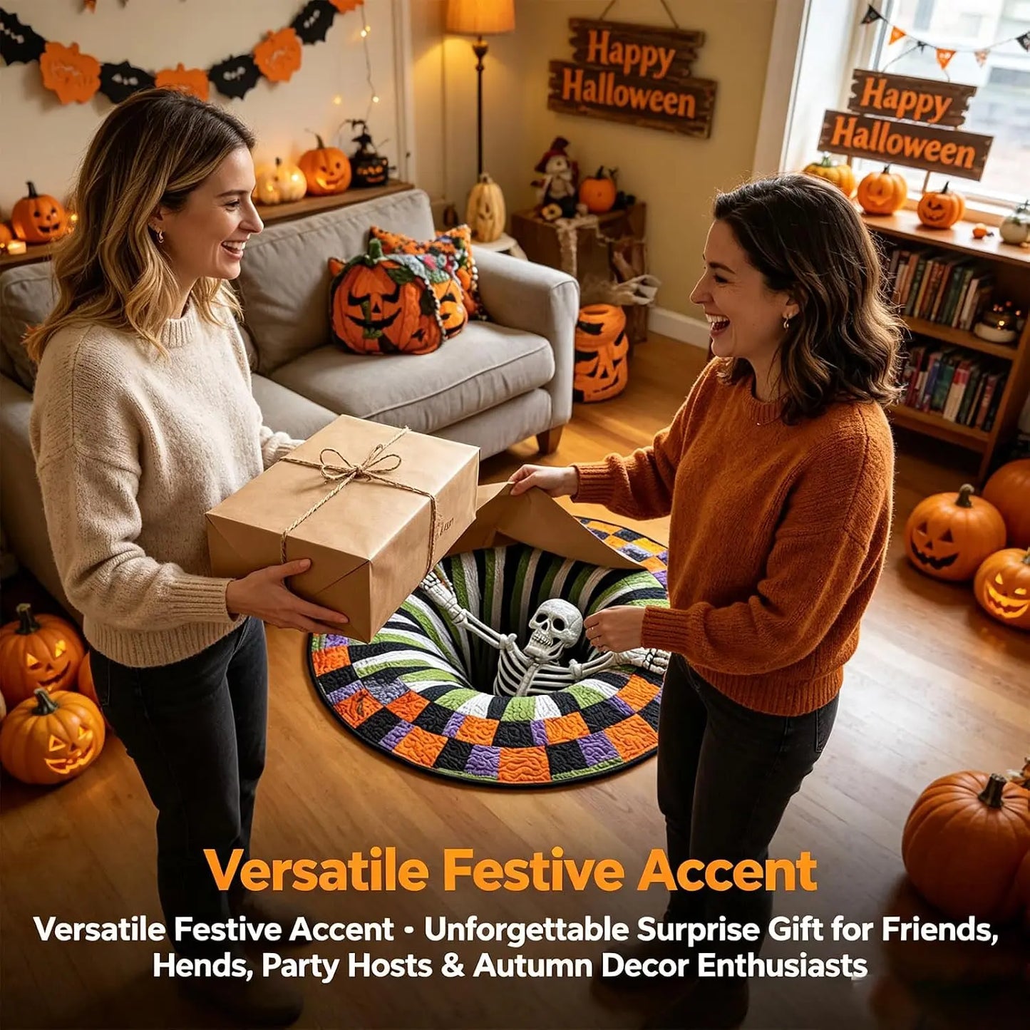 🔥 Last Day 30% OFF — 3D Skeleton Vortex Halloween Rug