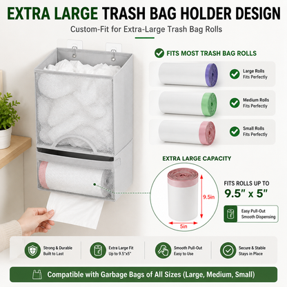 2-in-1 Plastic Bag Holder | Extra Large Kitchen Bag Organizer