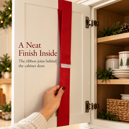 🎄 Christmas Cabinet Door Bow Wraps – Give Your Kitchen a Gift-Wrapped Look