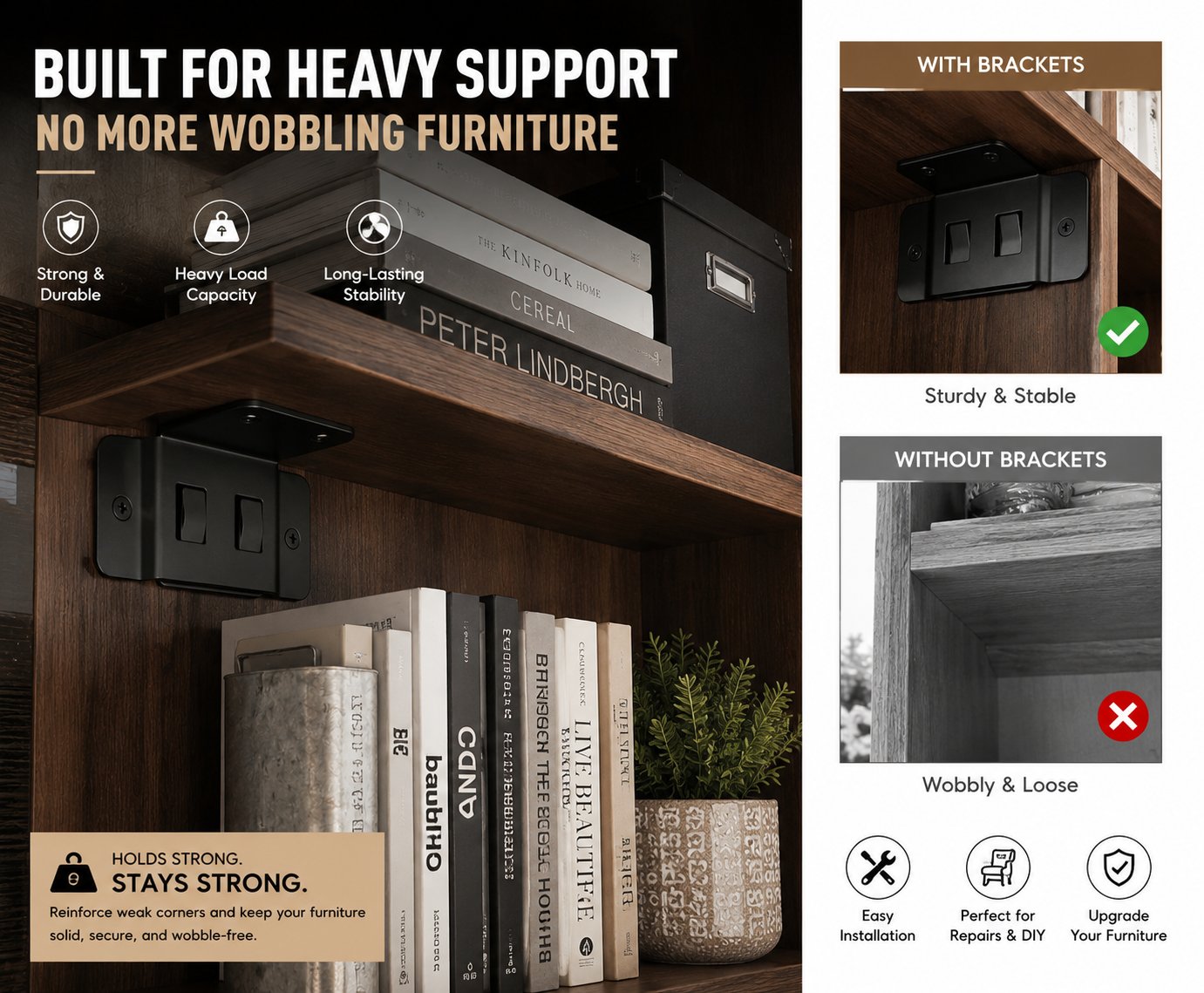 Heavy-Duty Stainless Steel Corner Braces – Quick-Install L-Shaped Furniture Connectors & Reinforcement Brackets (Screws Included)