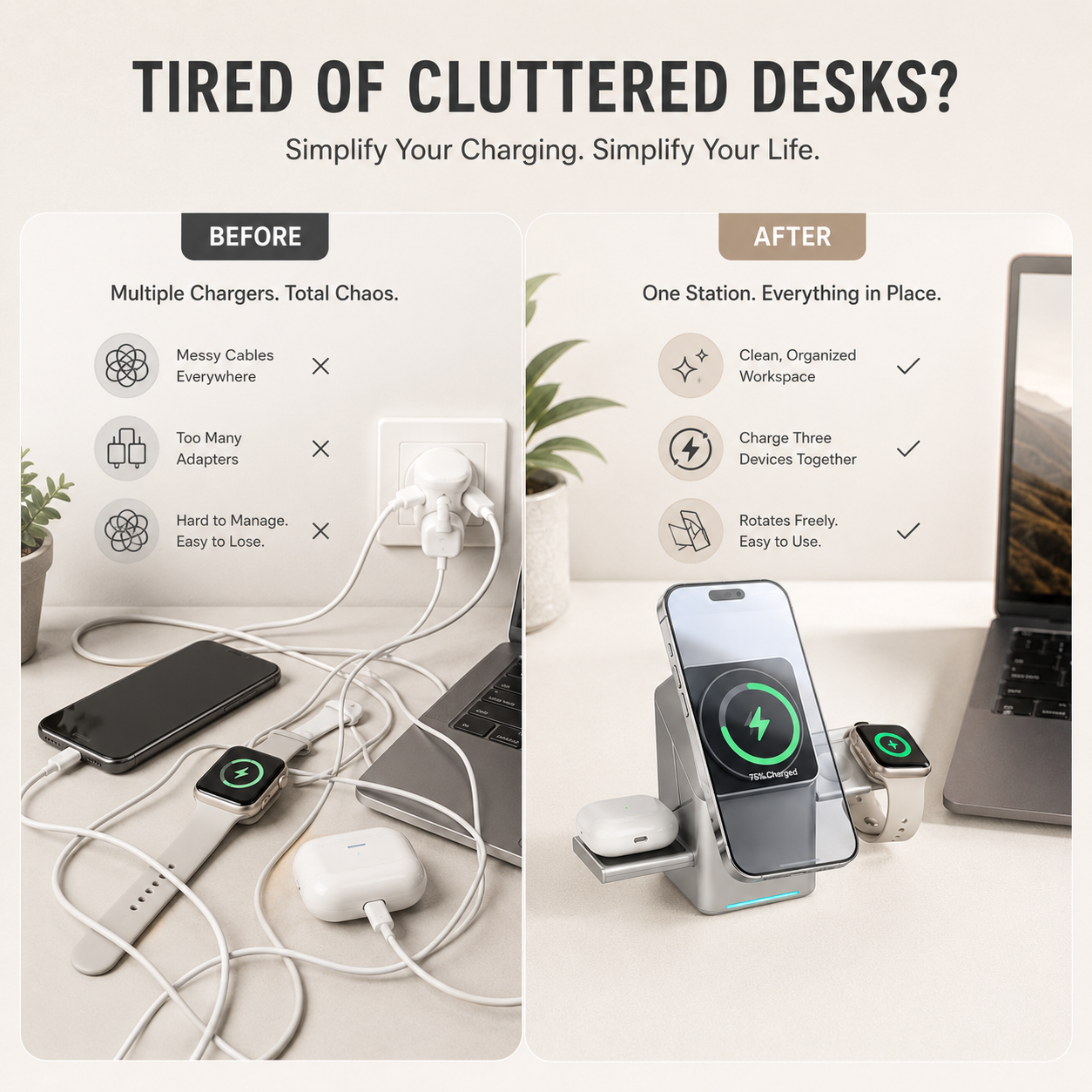 3-in-1 Magnetic Wireless Charging Station