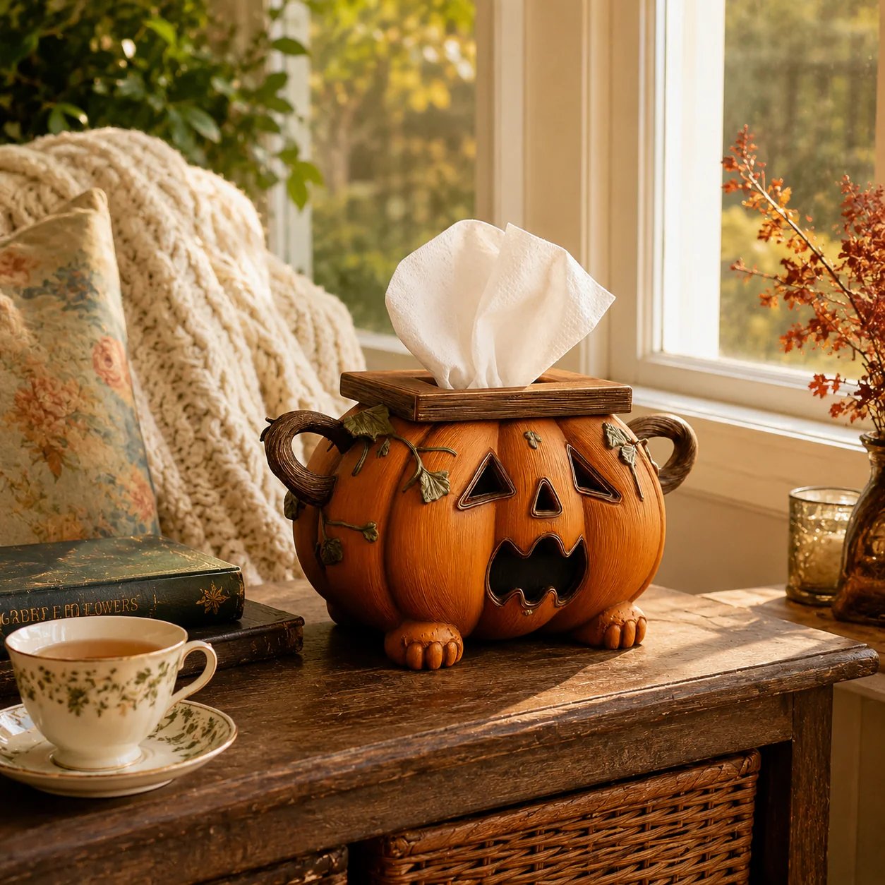🎃 Pumpkin Halloween Tissue Box Cover-Turn Your Everyday Tissue Box Into A Spooky Fall Decoration
