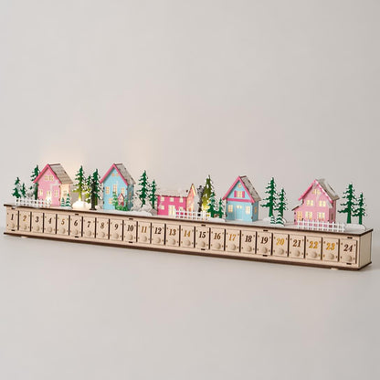 Wooden Village Advent Calendar With Led Glow