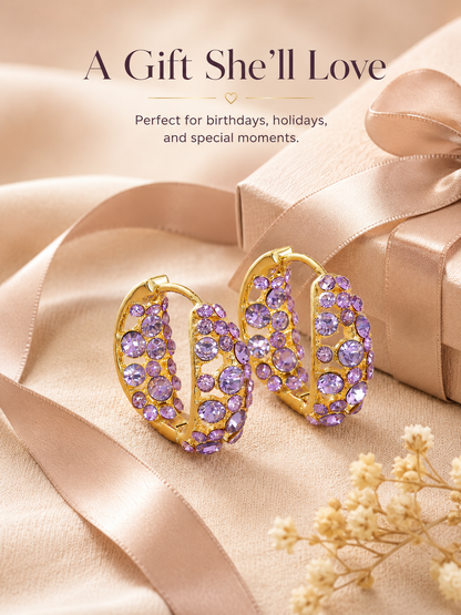 💜 Sparkling Light Purple Zircon Huggie Hoop Earrings