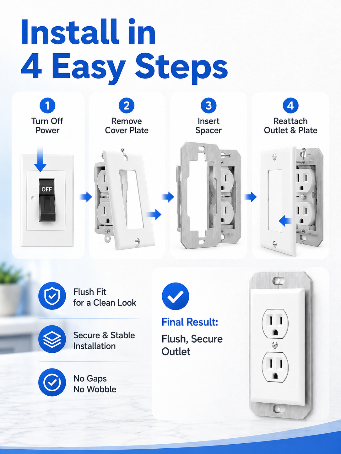 🛠 Outlet Repair Spacers – Easy Fix for Loose, Crooked & Recessed Outlets