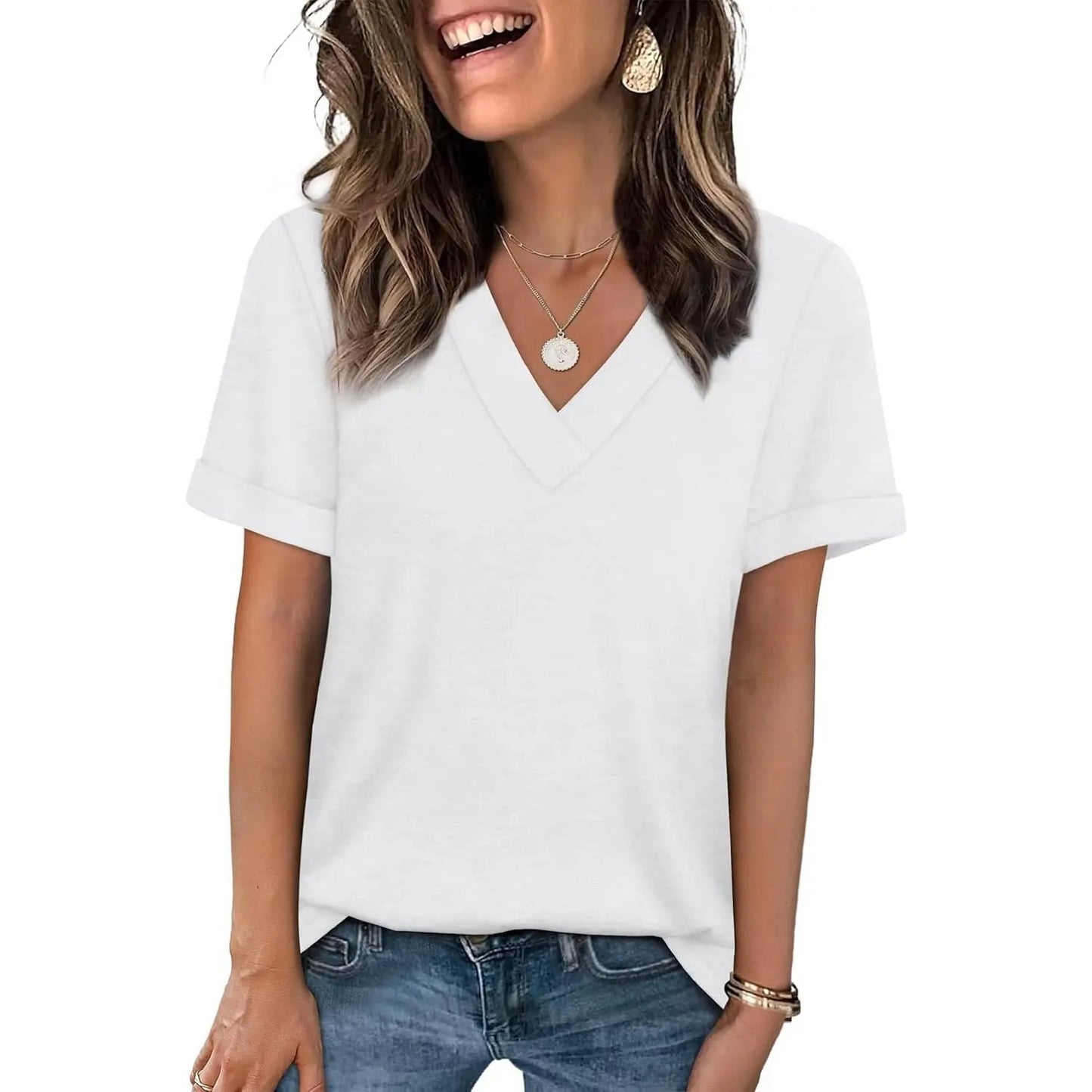 Essential V-Neck Summer Tee - Soft Cotton Blend