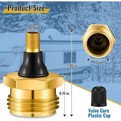 2-PCS RV Water Line Blowout Plug – Brass Air Compressor Winterizing Adapter for RV, Camper, Trailer & Boat Plumbing Systems