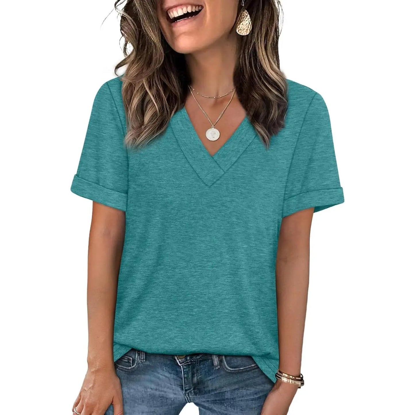 Essential V-Neck Summer Tee - Soft Cotton Blend