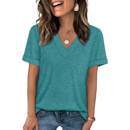 Essential V-Neck Summer Tee - Soft Cotton Blend