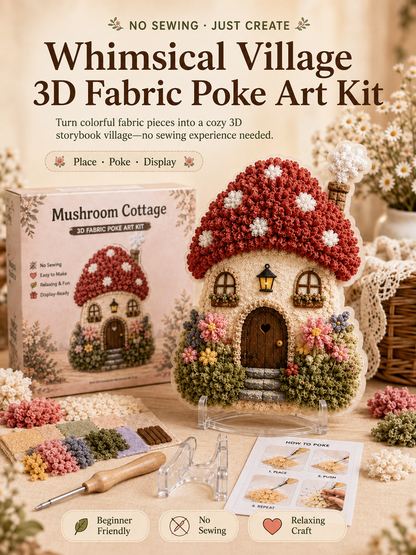 🔥Last Day 48% OFF - ✨🧘Relaxing & Beginner-Friendly-✨Whimsical Village 3D Fabric Poke Art Kit