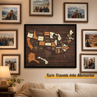 🗺️ Wooden US Travel Map | Removable State Puzzle to Track Your Road Trip Adventures! ✈️