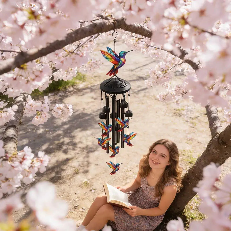 🔥Juneteenth 49 OFF-🐦Vintage Colorful Hummingbird Wind Chime with Metal Tubes and Bells
