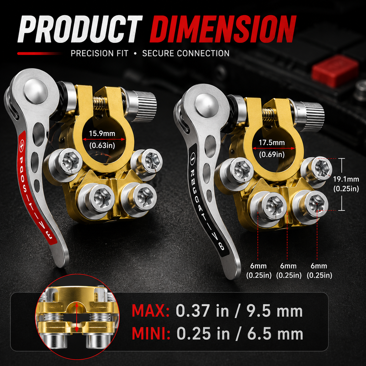 🔋 4-Way Battery Terminal Connectors | 12V & 24V Car & Truck Battery Clamps