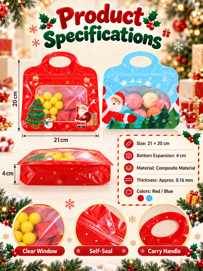 🎄Bestseller Self-Sealing Christmas Candy and Cookie Bags🍪Festive Self-Seal Treat Bags