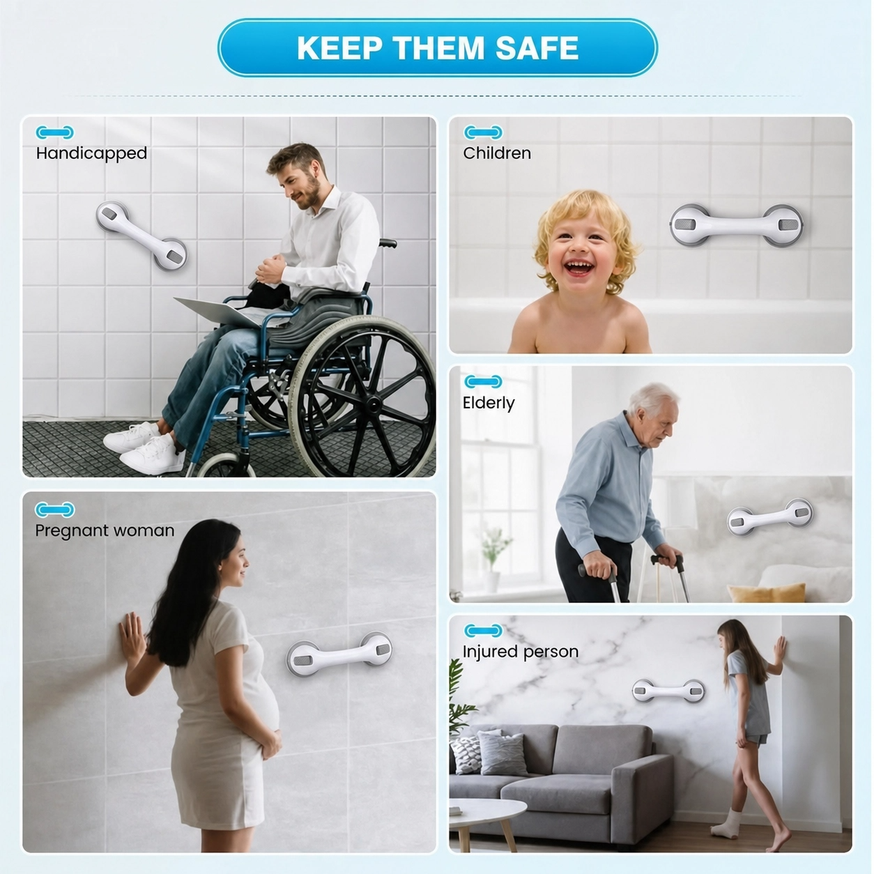 🛡️ SafeHold No-Drill Suction Grab Bar