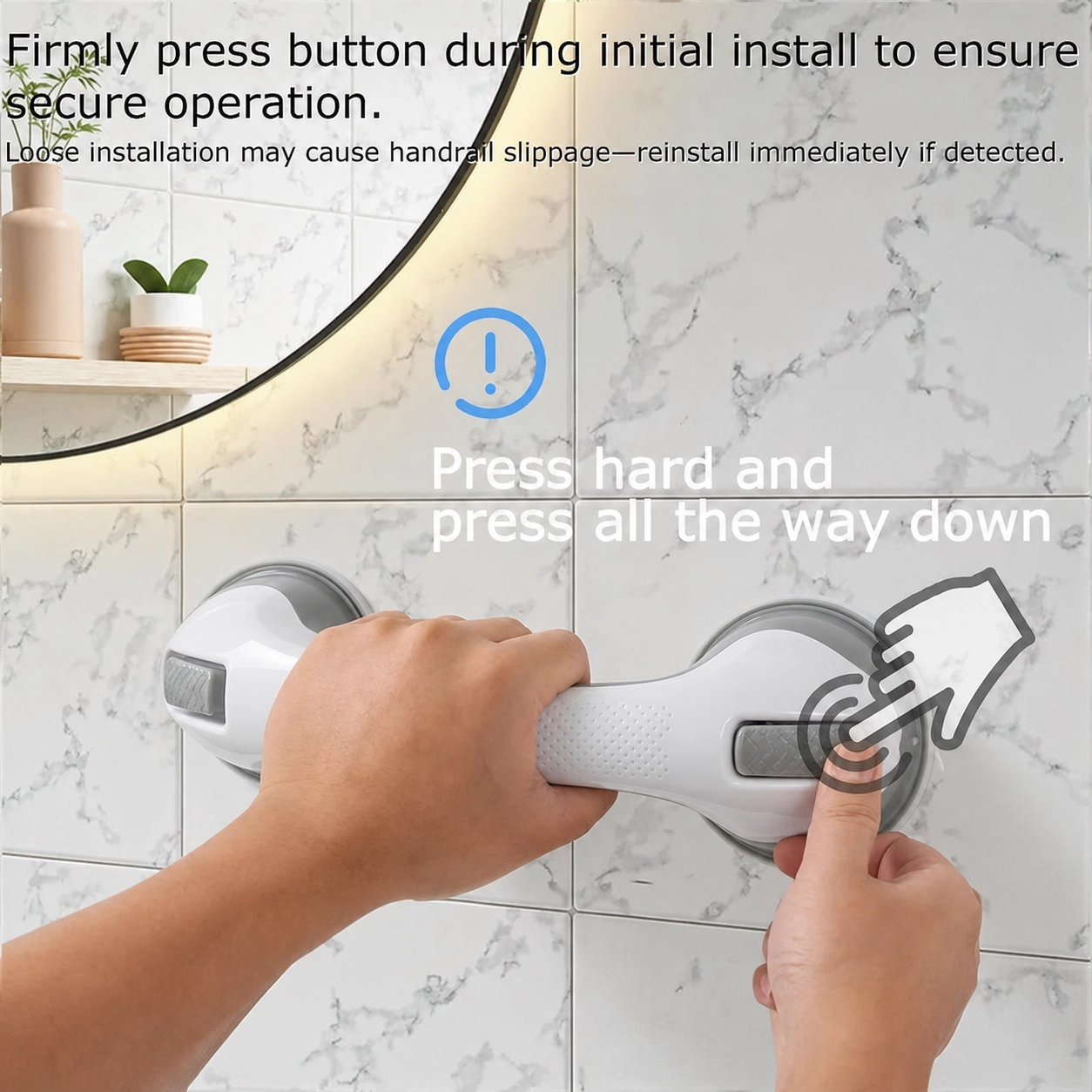 🛡️ SafeHold No-Drill Suction Grab Bar