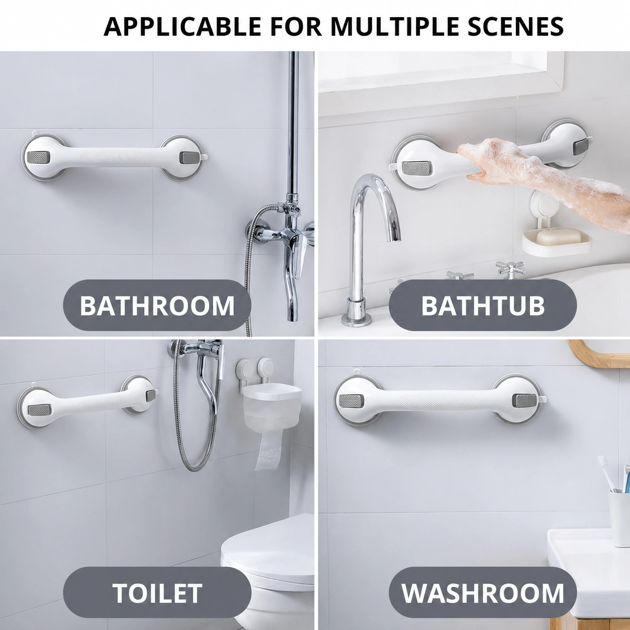 🛡️ SafeHold No-Drill Suction Grab Bar