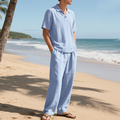 Ultimate Summer Comfort: Men’s Premium Linen Two-Piece Set