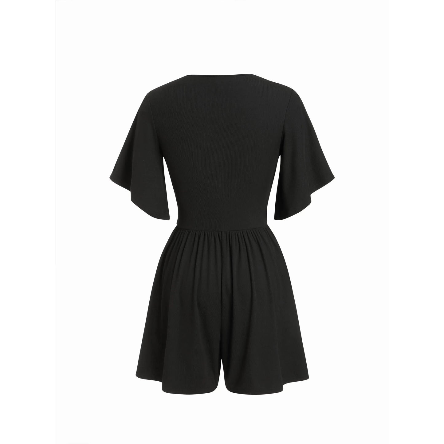 Women's Elegant Ruched Mid-Rise Dress - Flattering V-Neck Knit Midi Dress
