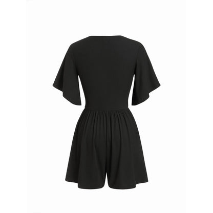 Women's Elegant Ruched Mid-Rise Dress - Flattering V-Neck Knit Midi Dress