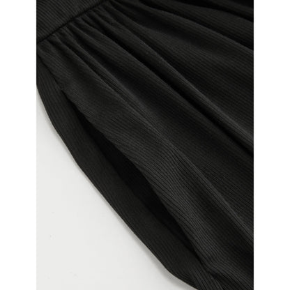 Women's Elegant Ruched Mid-Rise Dress - Flattering V-Neck Knit Midi Dress