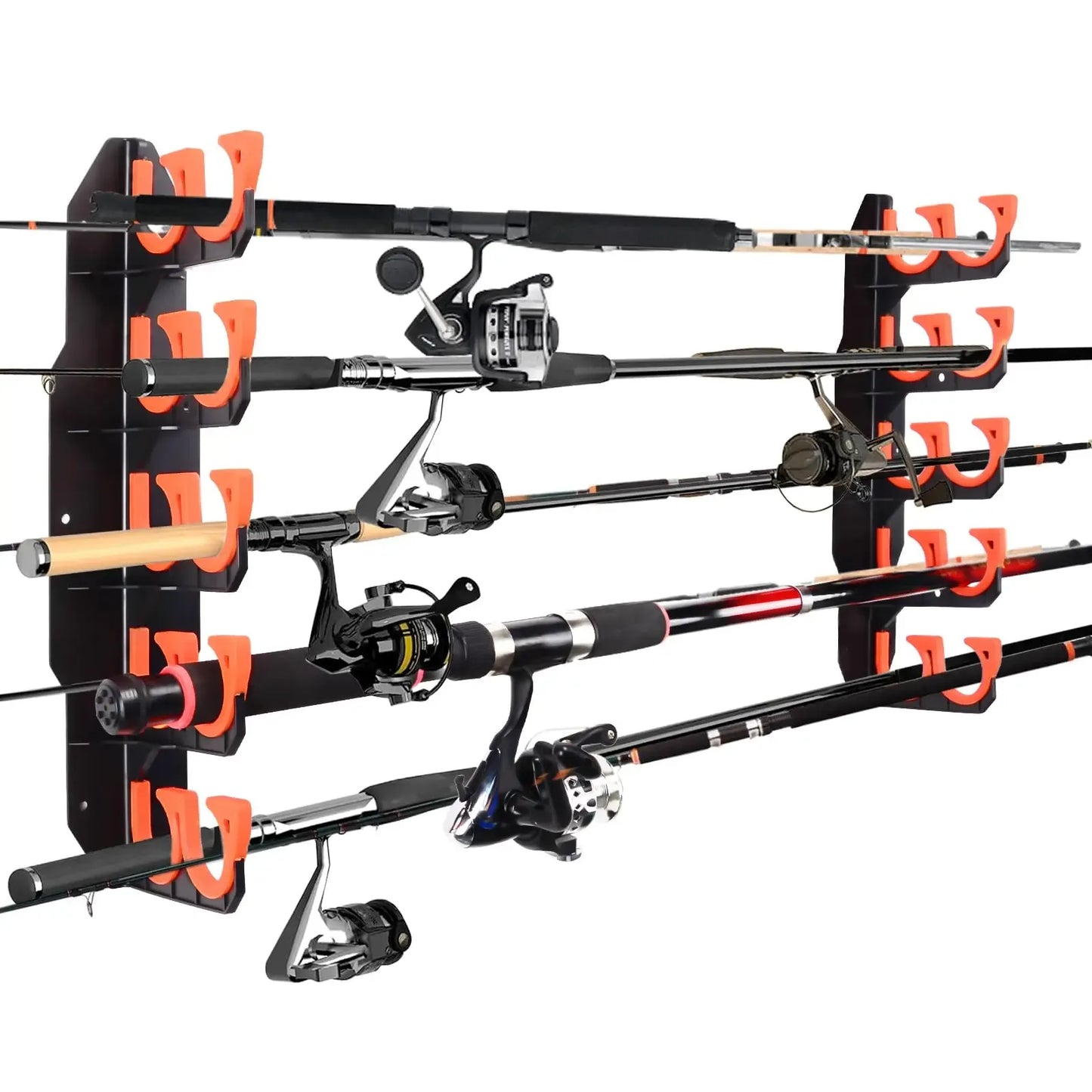 Heavy-Duty 10-Rod Garage Fishing Pole Holder – Wall & Ceiling Mount Organizer