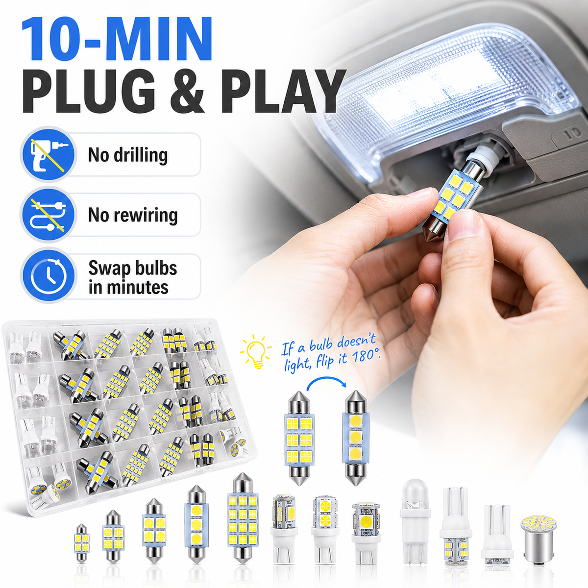 💡70 & 42 Pcs Interior Car Light Kit