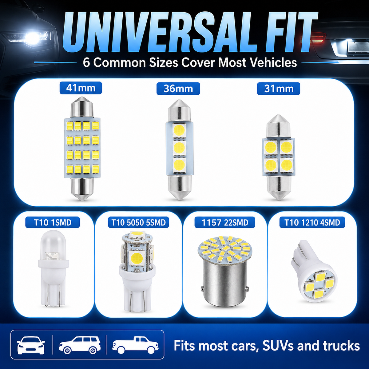 💡70 & 42 Pcs Interior Car Light Kit