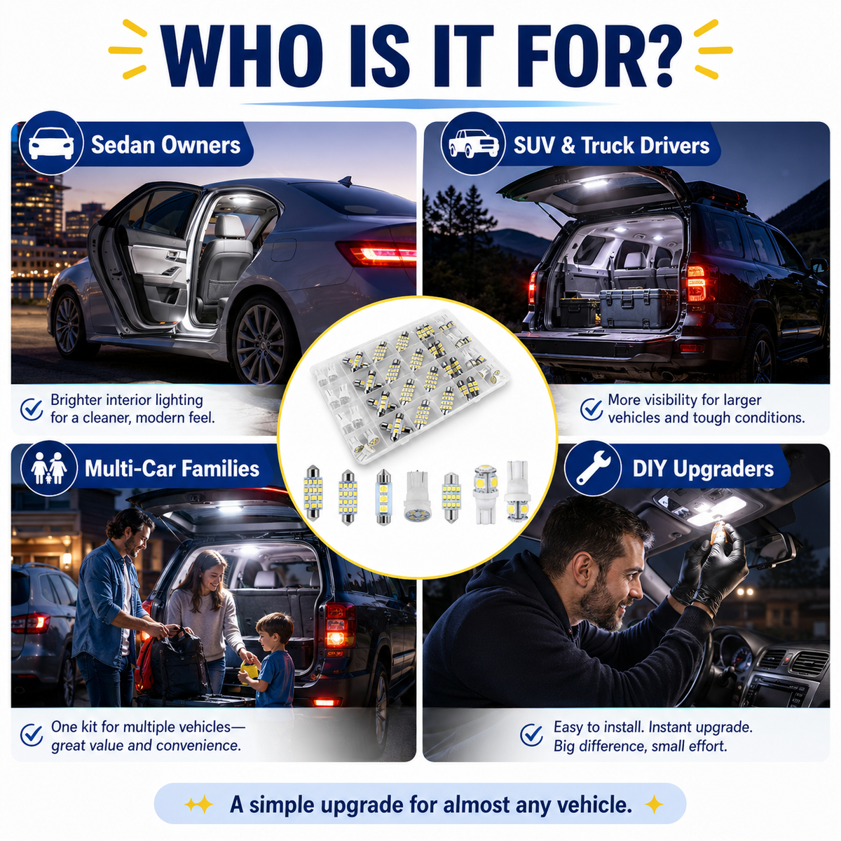 💡70 & 42 Pcs Interior Car Light Kit