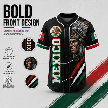 Mexican Flag Eagle Aztec Warrior Jersey - Vintage Style Sports Shirt