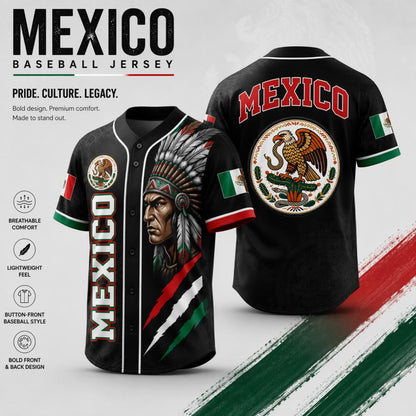Mexican Flag Eagle Aztec Warrior Jersey - Vintage Style Sports Shirt