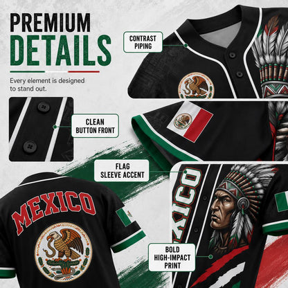 Mexican Flag Eagle Aztec Warrior Jersey - Vintage Style Sports Shirt