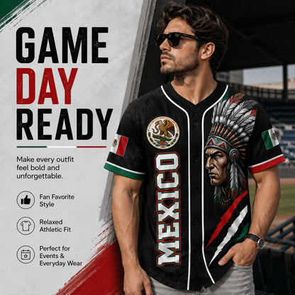 Mexican Flag Eagle Aztec Warrior Jersey - Vintage Style Sports Shirt