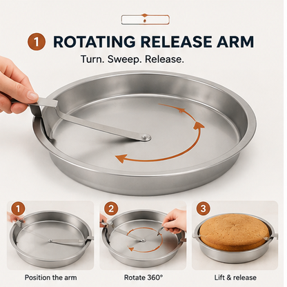 🎂 8-Inch Easy Release Cake Pan Set – Round Baking Pans with Built-In Swivel Blade