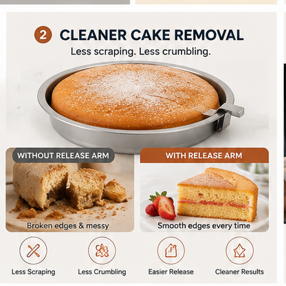🎂 8-Inch Easy Release Cake Pan Set – Round Baking Pans with Built-In Swivel Blade