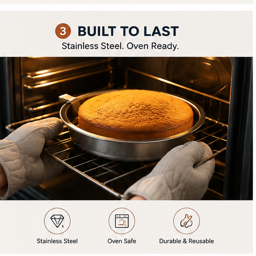 🎂 8-Inch Easy Release Cake Pan Set – Round Baking Pans with Built-In Swivel Blade