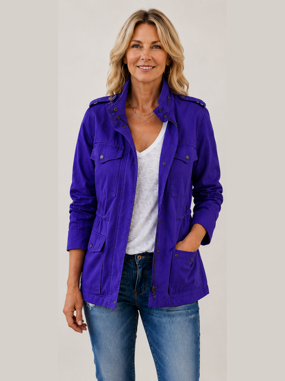 ✨ New Arrival Women’s Multi-Pocket Military Jacket — Slim Fit Casual Zip-Up Jacket