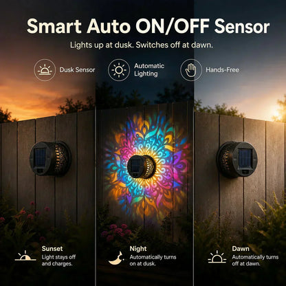 🌞 50% OFF🎁Solar Mandala Light – Stunning Pattern Projection, 2-in-1 Floor & Wall Design & IP65 Waterproof Auto On/Off 🌿