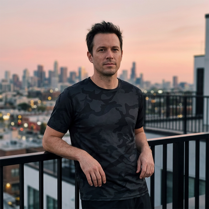 🏃‍♂️ Men's Quick Dry Camo Sports T-Shirt – Moisture Wicking & Active Fit – Train in Style 💪