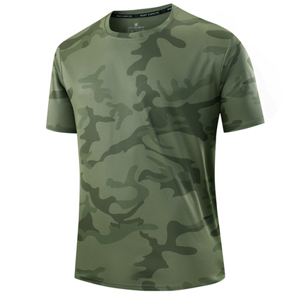 🏃‍♂️ Men's Quick Dry Camo Sports T-Shirt – Moisture Wicking & Active Fit – Train in Style 💪