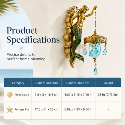 🔥HOT SALE!🧜‍♀️Hand-Painted Mermaid Wall Sconce – Nautical & Artisan Design