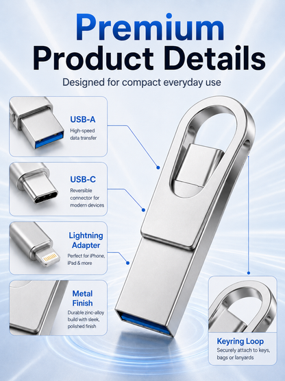 📱 3-in-1 Phone & Computer Flash Drive – Fast Photo & File Transfer